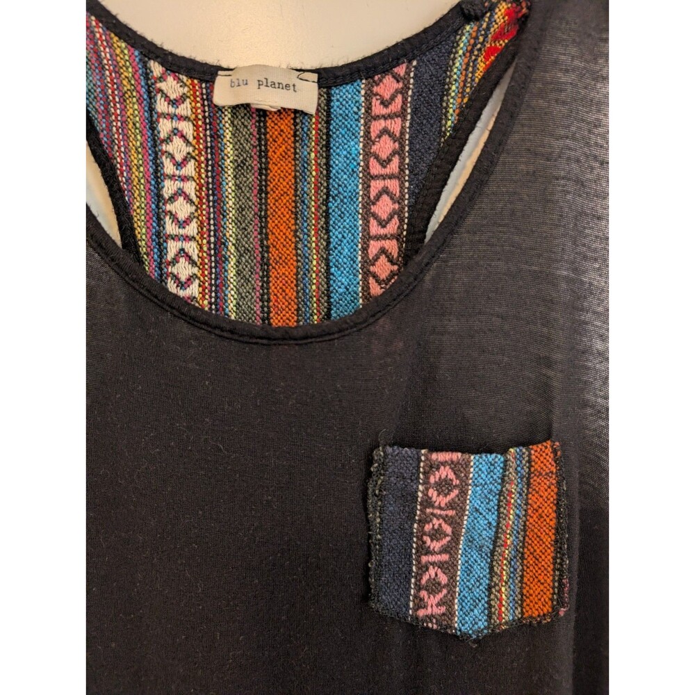 Blu Planet Aztec Woven Pocket Tank Top Rodeo Western Boho Festival Beach Medium - Picture 2 of 6
